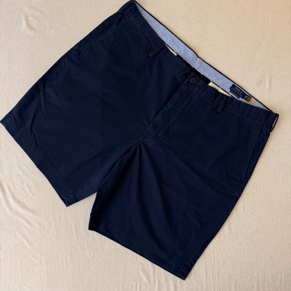 Polo Ralph Lauren Mens Navy Blue Stretch Classic Fit Chino Shorts Size 46B 46G
